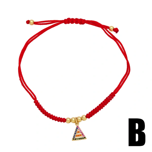 Hot selling cute kitten red string bracelet fashion triangle tree of life pendant bracelet brk84