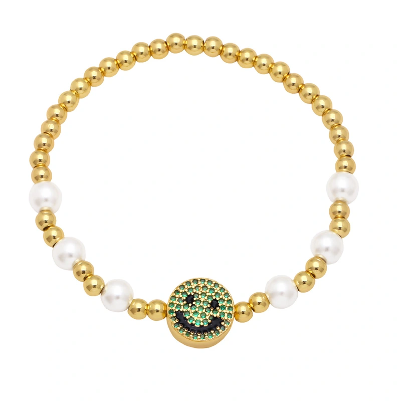 Clearance simple personality pearl bracelet women's European and American smiley face expression hand jewelry temperament Internet celebrity bracelet wholesale brg81