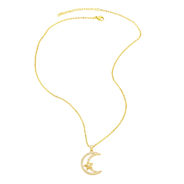 European and American simple all-match moon star zircon necklace female style niche design clavicle chain necklace nks06