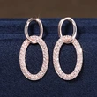  Metal electroplating geometric hollow earrings for women, elegant and fashionable jewelry, micro-inlaid zircon niche