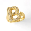 AS jewelry 26 English letters ring female gold-plated full zircon open ring rih31
