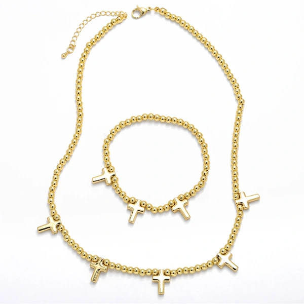 AS jewelry hot selling cross pendant necklace copper plated real gold bracelet bracelet necklace nky66