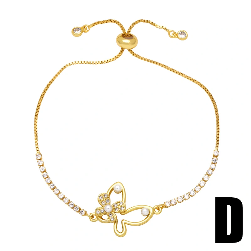 New European and American style simple pearl butterfly bracelet girls fashionable versatile adjustable bracelet brk42