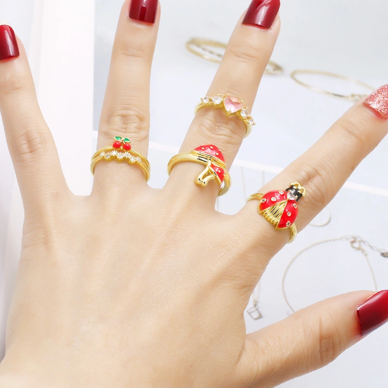 AS jewelry European and American hot-selling copper plated 18k gold dripping insect open ring ring rip50 ring