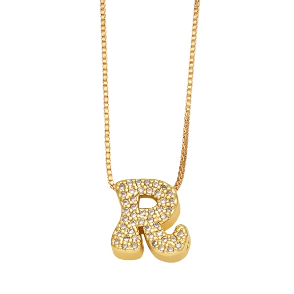AS jewelry new arrival 26 English letters necklace gold-plated zircon inlaid hip-hop clavicle chain nkw61