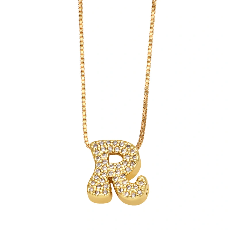 AS jewelry new arrival 26 English letters necklace gold-plated zircon inlaid hip-hop clavicle chain nkw61