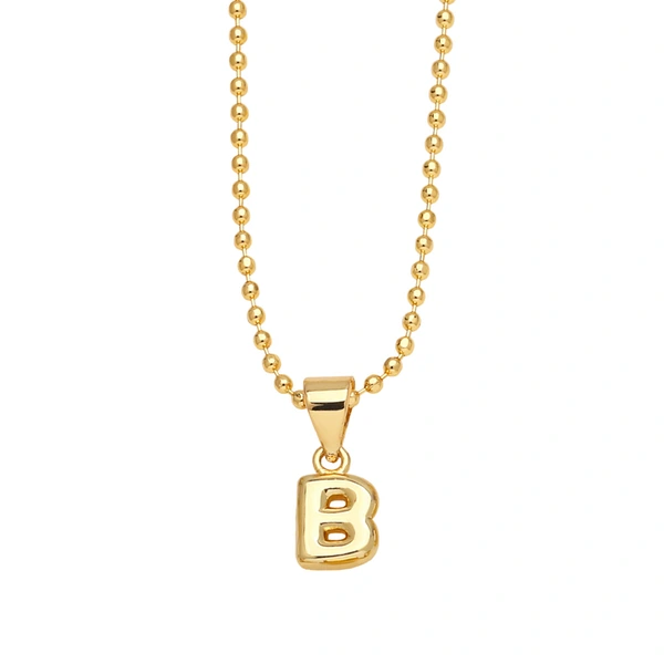 Hot sale 26 letters necklace female copper plated real gold polished letter pendant clavicle chain nkq67