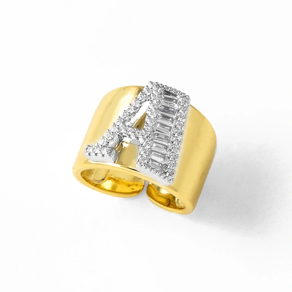 AS jewelry European and American hot-selling gold-plated glossy white K26 English letter ring ring rir75 ring