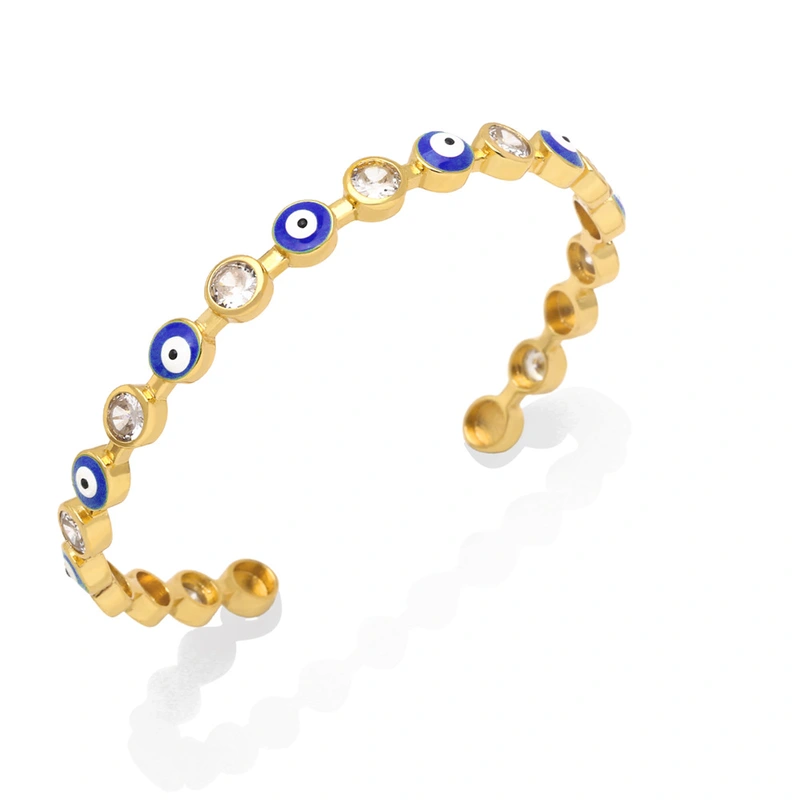 European and American jewelry devil eye bracelet women's multi-color oil drop diamond eye C-shaped open bracelet brh25