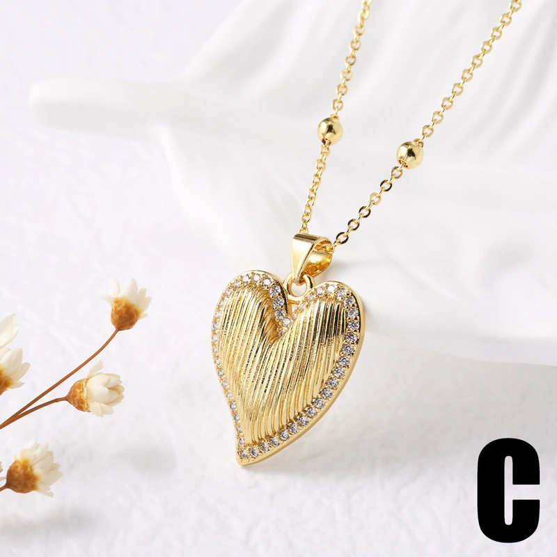 AS jewelry European and American hot-selling style Valentine's Day love heart necklace pendant real gold plated clavicle chain female nkv16