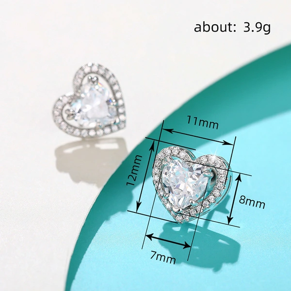  High-quality metal heart-shaped earrings, double-layer hollow exquisite earrings, small heart-to-heart earrings