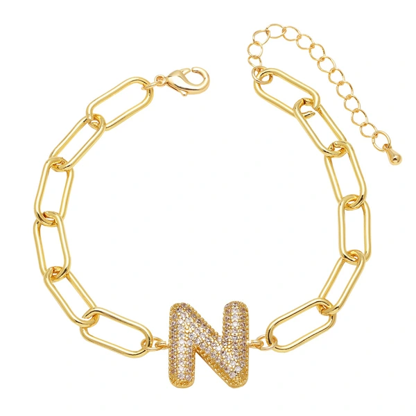 AS jewelry European and American hot-selling copper plated 18k gold zircon 26 English letters love bracelet jewelry brh51