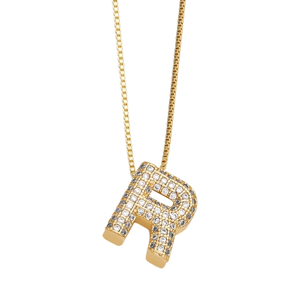 Temu hot selling 26 English letters necklace inlaid with zircon gold-plated clavicle necklace jewelry nkp54