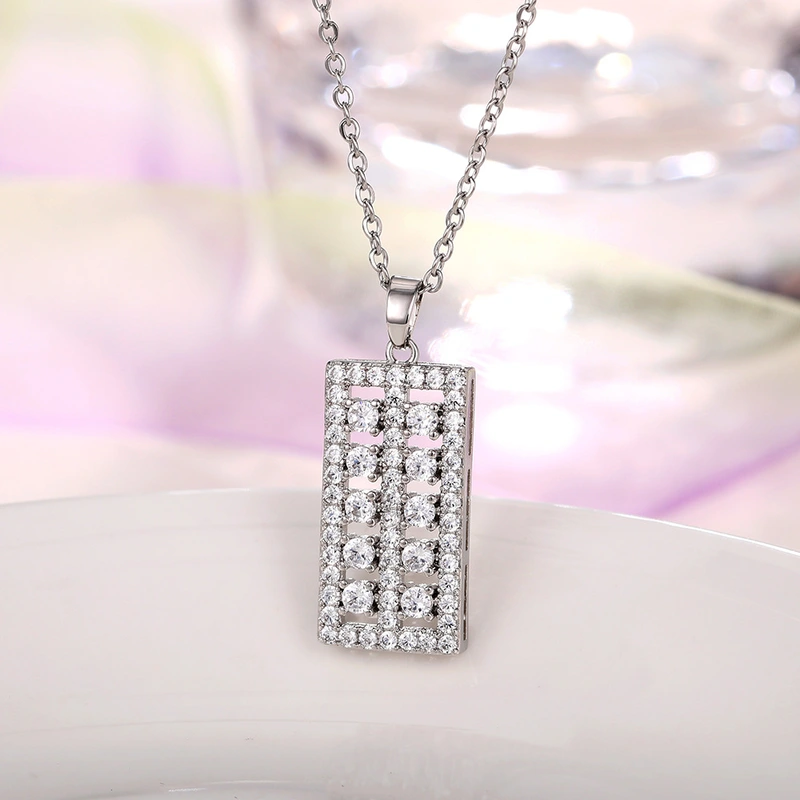 Fashionable and versatile new jewelry full of diamonds Lucky abacus pendant sweater chain personalized necklace wholesale