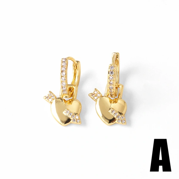 AS jewelry Europe and the United States hot selling leaf heart earrings female electroplated real gold high-end earrings earrings era390