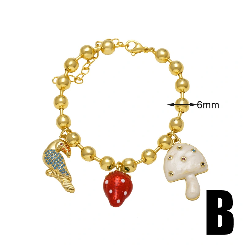 AS jewelry mushroom cherry gold-plated pendant bracelet hand jewelry bracelet brk43 bracelet