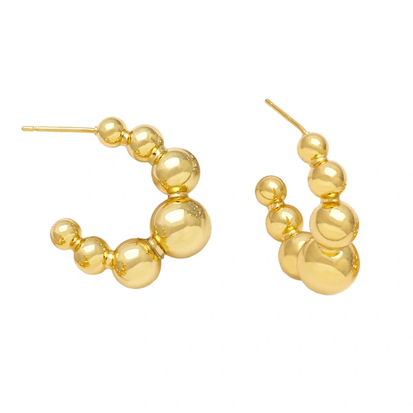 Clearance sale earrings for women, versatile copper-plated 18k gold beaded earrings, era164
