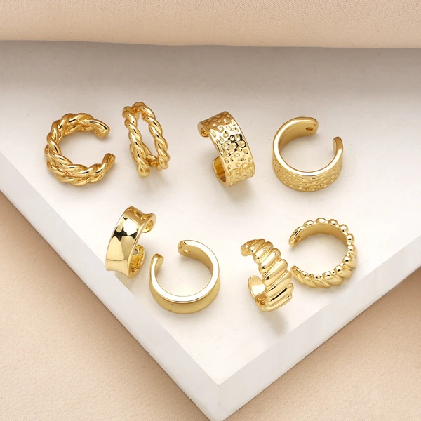 AS jewelry shopee hot selling C-shaped ear bone clip female high-grade copper gold-plated earrings erq06