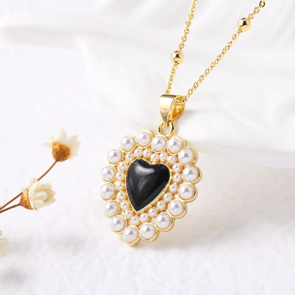 AS jewelry gold-plated pearl heart-shaped pendant necklace clavicle chain nkb482 necklace