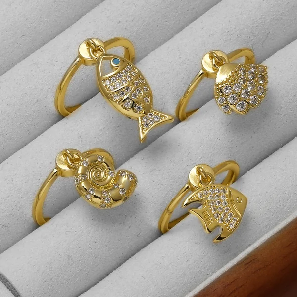 AS jewelry Europe and the United States new hot selling ocean style ring small fish shell pendant ring rir41 ring