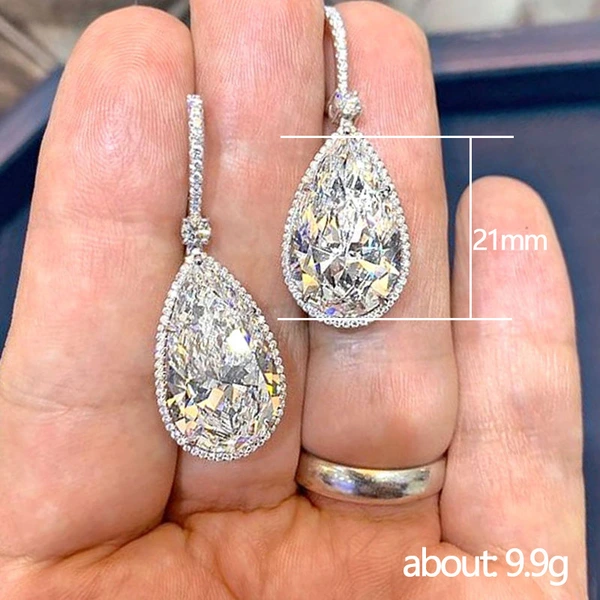 Super flash zircon teardrop earrings atmospheric crystal women's earrings new high-end versatile earrings