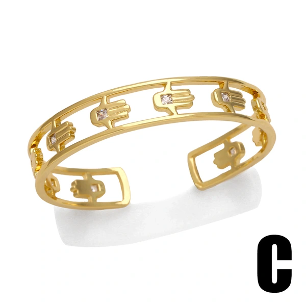 Hot selling gold-plated palm bracelet female niche design high-end flower wide version bracelet brf30