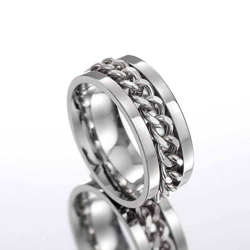  Xiaohongshu's new hot-selling ring chain buckle with a rotatable design, hip-hop style, personalized fashion accessories