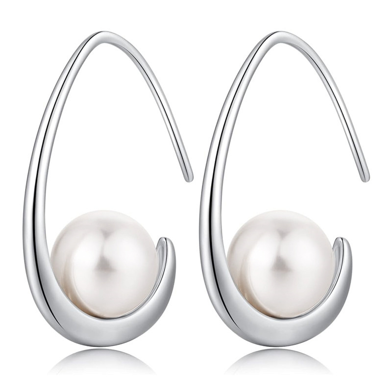Open niche simple temperament earrings for women elegant temperament imitation pearl jewelry design sense Internet celebrity jewelry