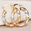 Japanese and Korean gentle style spiral earrings for women metal painting oil three-color jewelry holiday style popular jewelry