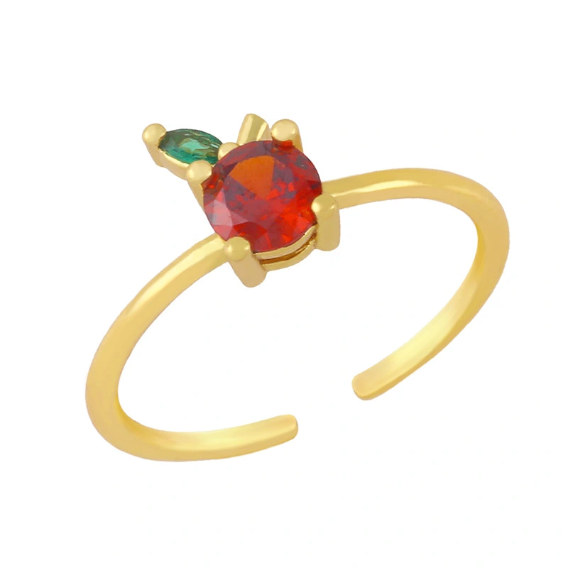 European and American jewelry clearance INS cute colored zirconium cherry strawberry watermelon grape fruit ring fun hand jewelry rim22