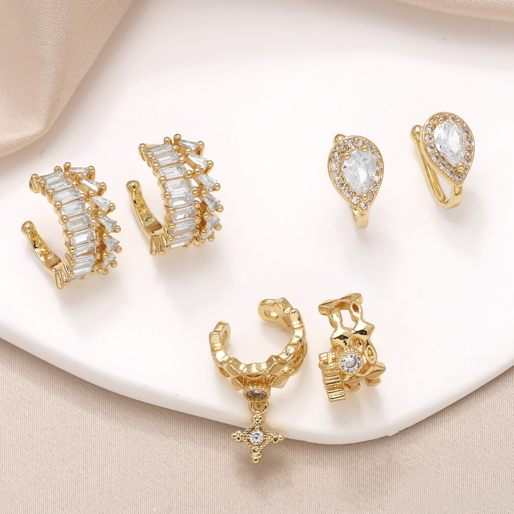 AS jewelry ear cuff C-shaped earrings female gold-plated zircon star ear bone clip ery69