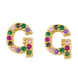 New European and American fashion 26 letters earrings original personality inlaid with colored zircon letter earrings erw62