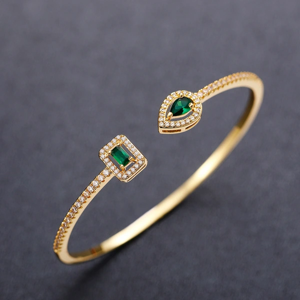 Open bracelet trend brass zircon bracelet temperament Korean style simple banquet hand jewelry gift wholesale