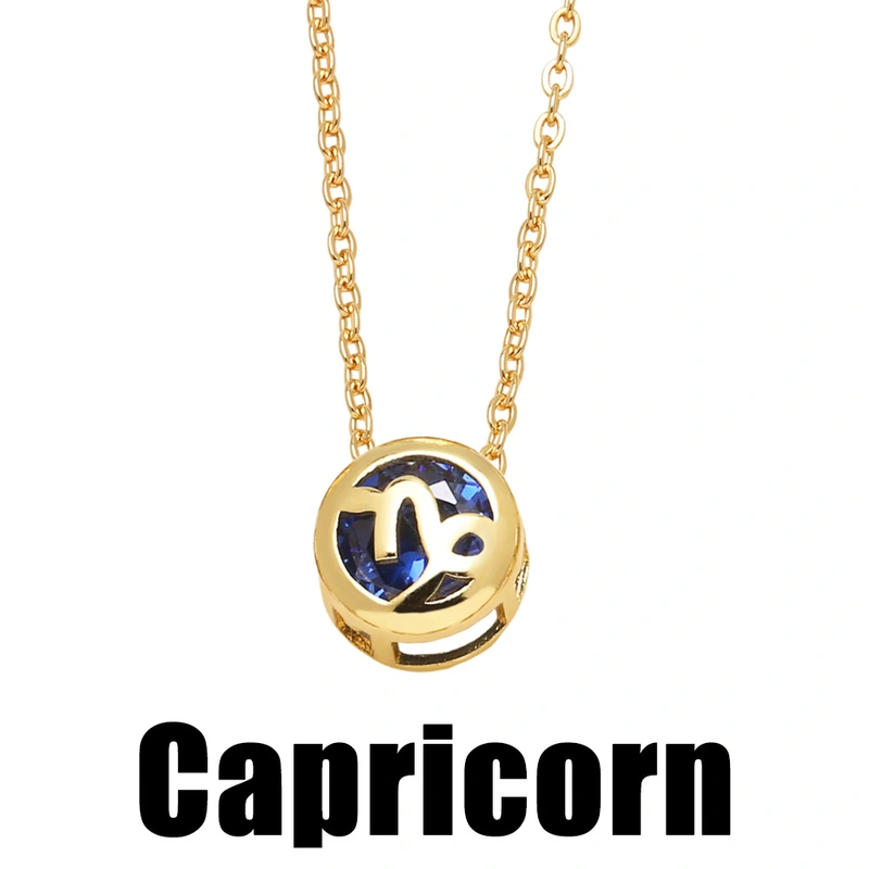 AS jewelry Europe and the United States hot selling twelve constellation necklace zircon double-sided hollow birthstone clavicle chain nkb794