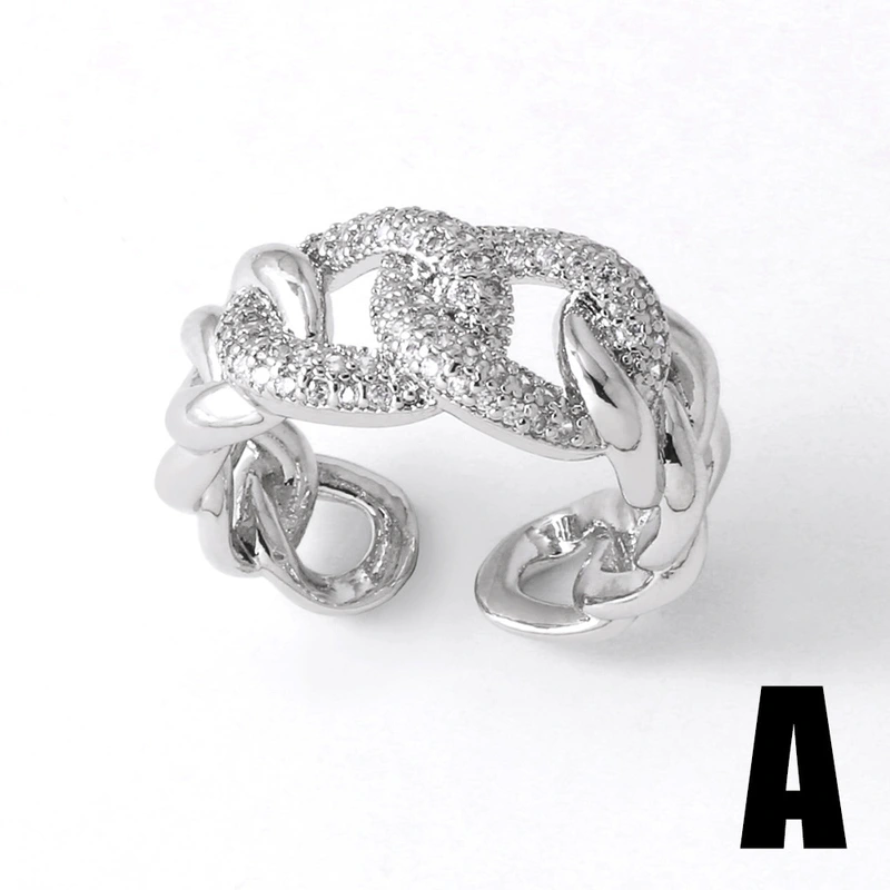 Clearance AS jewelry round irregular open ring female gold-plated zircon ring rih22