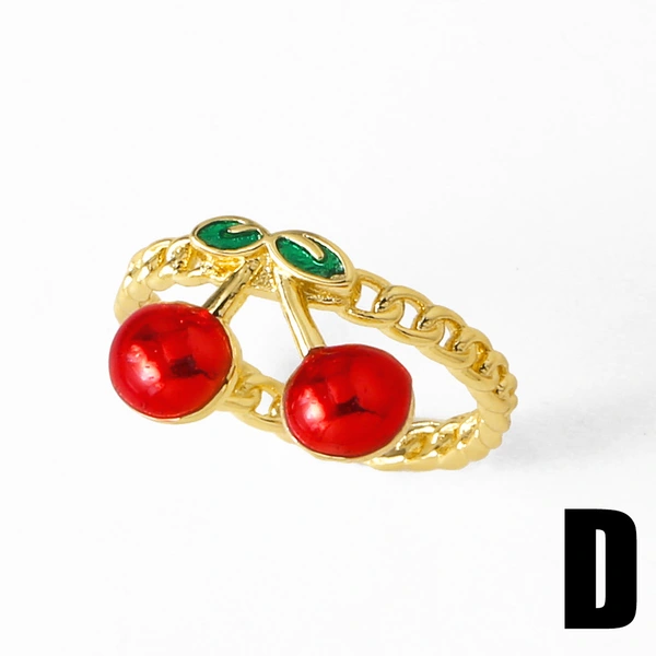 Clearance AS jewelry oil drop fruit strawberry cherry ring open ring female rij53 ring