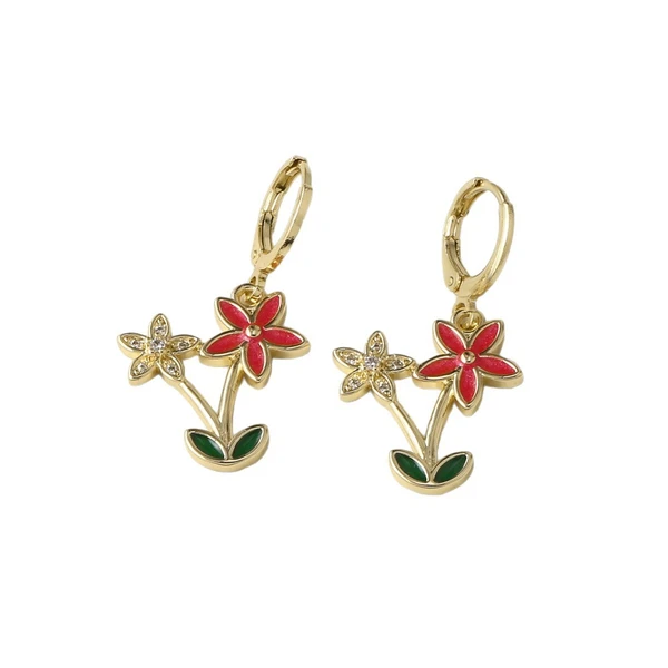 Jewelry Europe and the United States hot selling copper plated 18k gold rose flower pendant earrings erz09 earrings