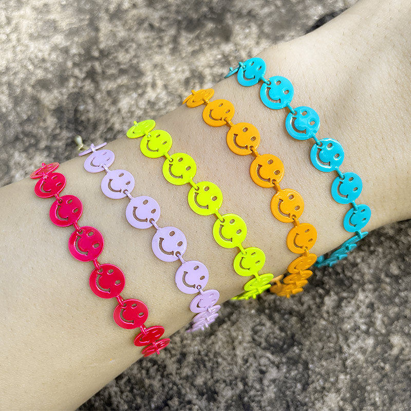 Clearance 2024 multi-color smiley face bracelet niche design simple bohemian style couple bracelet female brd86