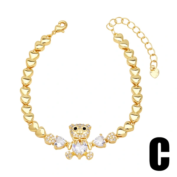 Clearance hot sale pearl bracelet creative inlaid zircon love bear hand jewelry bracelet female brm51