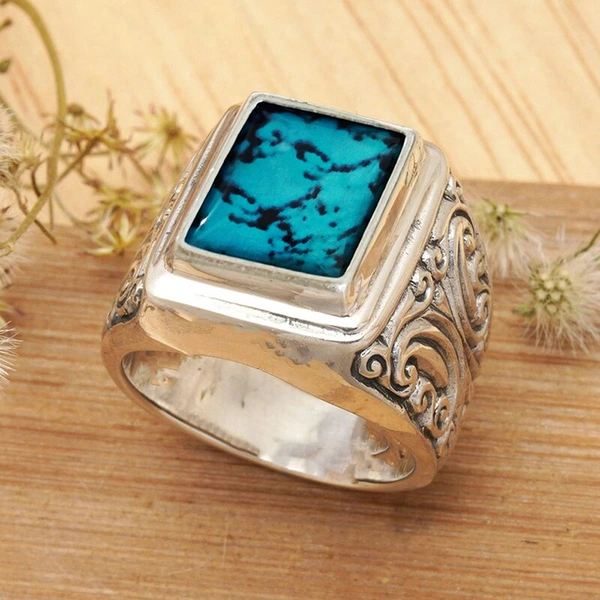   New ring ring aristocratic high-end style sticker UV design auspicious cloud texture engraved ring