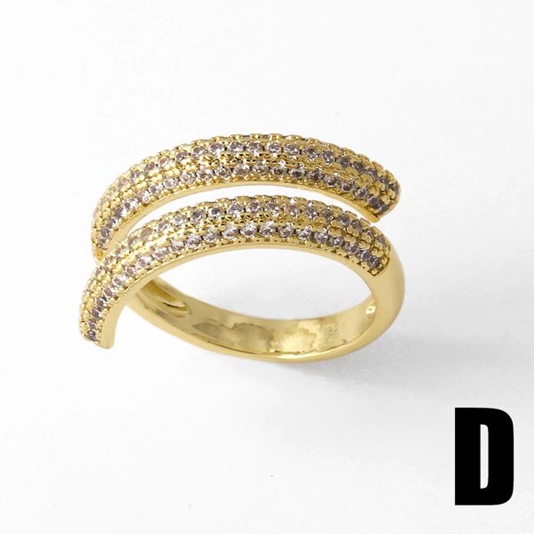 AS jewelry European and American colored zircon love ring gold-plated high-grade irregular open ring rim72