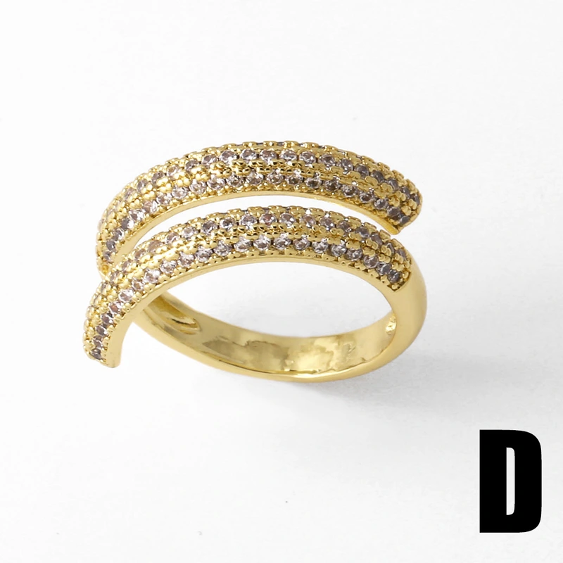 AS jewelry European and American colored zircon love ring gold-plated high-grade irregular open ring rim72