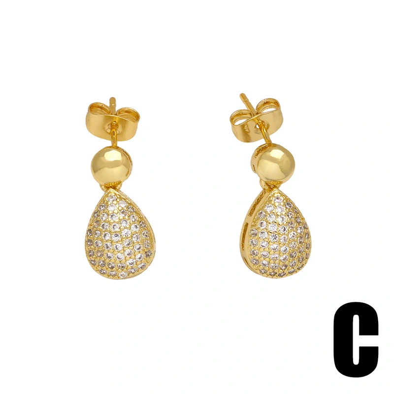 TM new full zirconium water drop earrings niche light luxury gold-plated earrings earrings jewelry wholesale era166