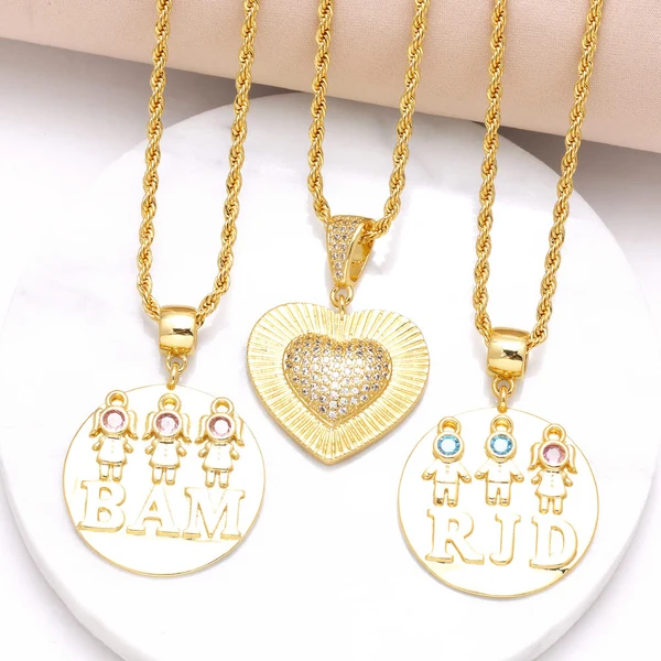 AS jewelry European and American fashion boy and girl love pendant necklace gold-plated zircon sweater chain nkb158