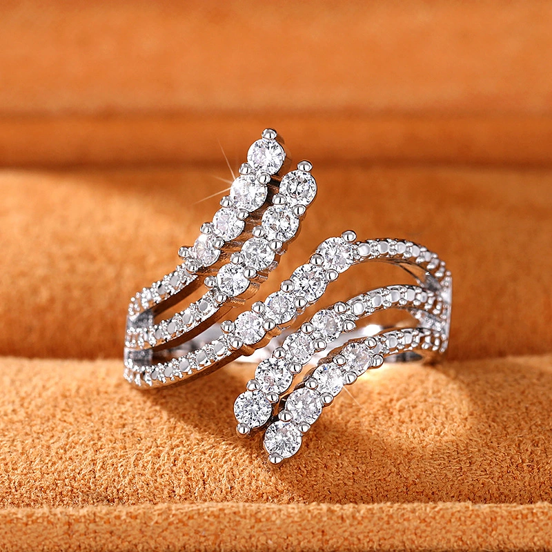 Hot ring geometric swing arm design sense hand jewelry fashionable multi-layer light luxury ring
