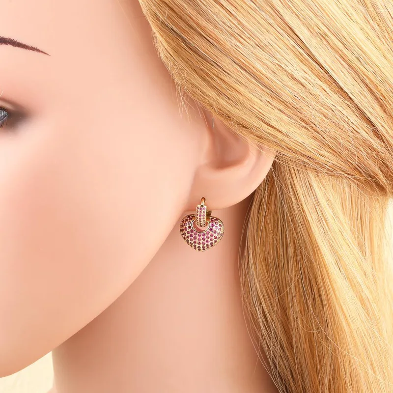 AS jewelry Europe and the United States hot selling colored zircon copper plated 18k gold love heart shaped earrings earrings earrings err22