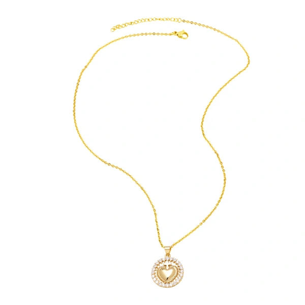 AS jewelry European and American hot-selling style Valentine's Day love heart necklace pendant real gold plated clavicle chain female nkv16