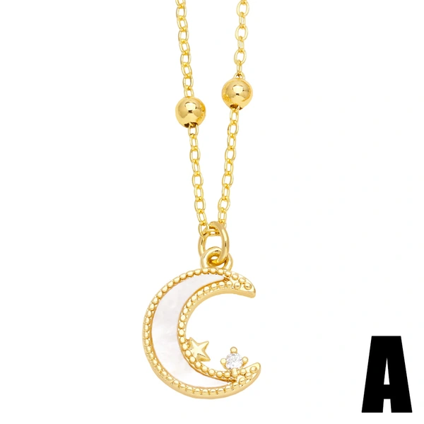 European and American jewelry temperament star moon necklace simple fashion love pendant girlfriend clavicle chain nkn56
