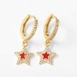 AS jewelry hot selling zircon copper plated real gold five-pointed star pendant earrings earrings female erz79