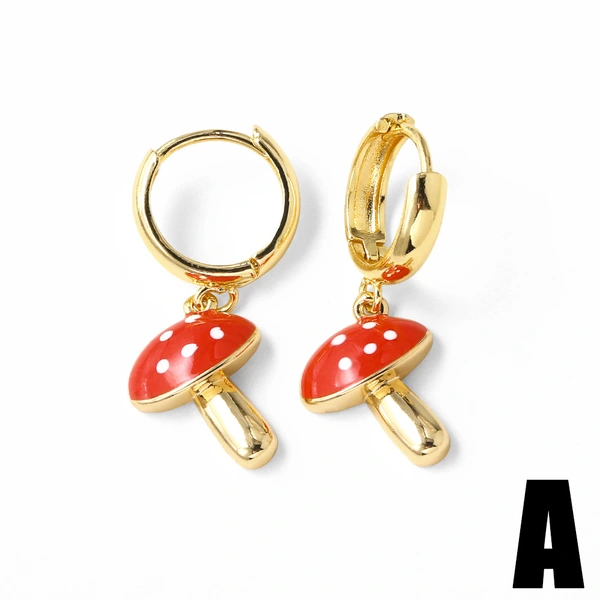 AS jewelry hot selling wind drop oil love heart shaped mushroom pendant earrings earrings era141